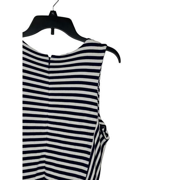 Madewell Women T-Shirt Dress Afternoon Sleeveless Striped Pockets Pleated Large - Picture 8 of 10
